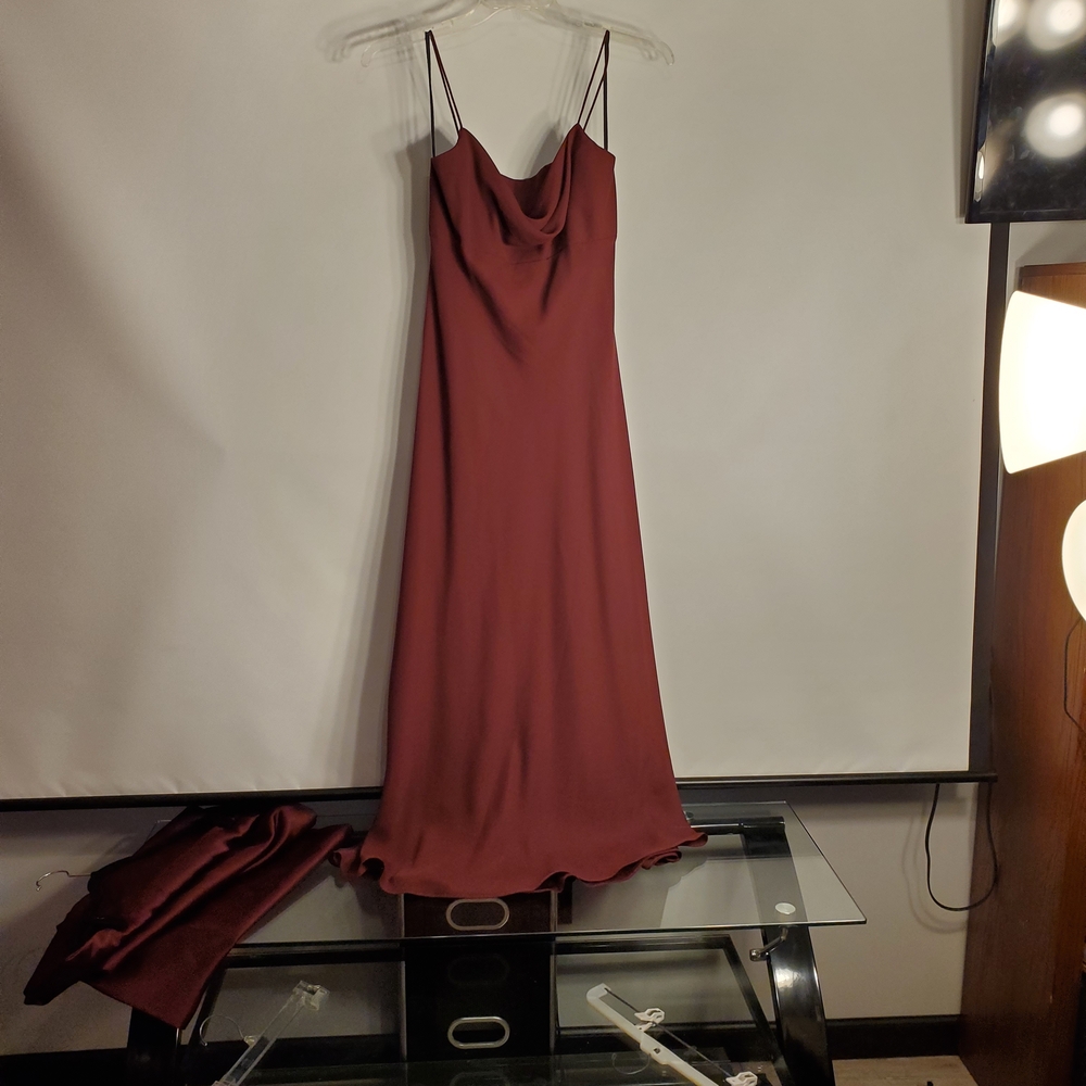 Michaelangelo Deep Red Burgundy Prom Dress Size 8 with Long Sash